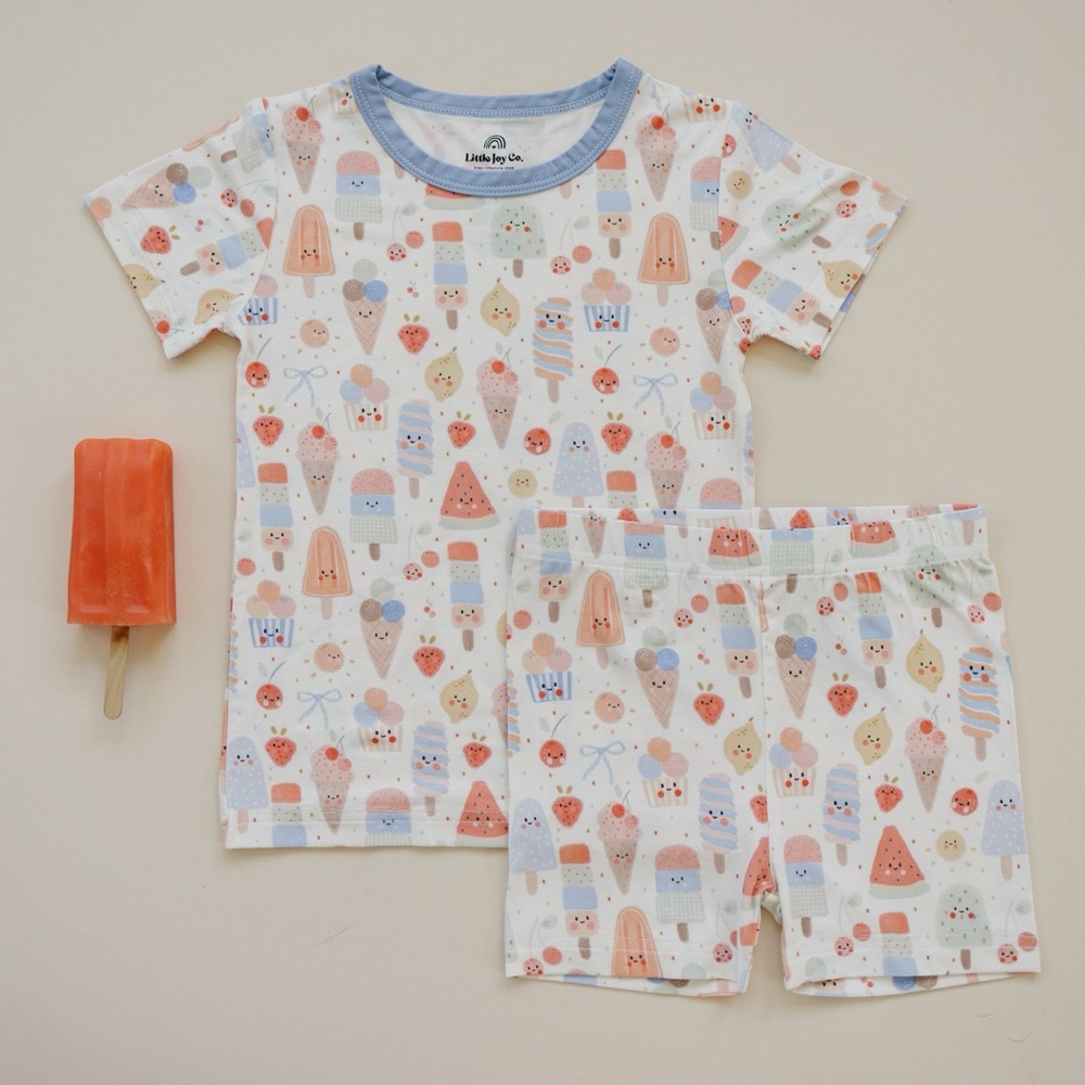 Little Joy Co Popsicle Bows Bamboo Shorts Pajama Set 3T 6 - Picture 6 of 6